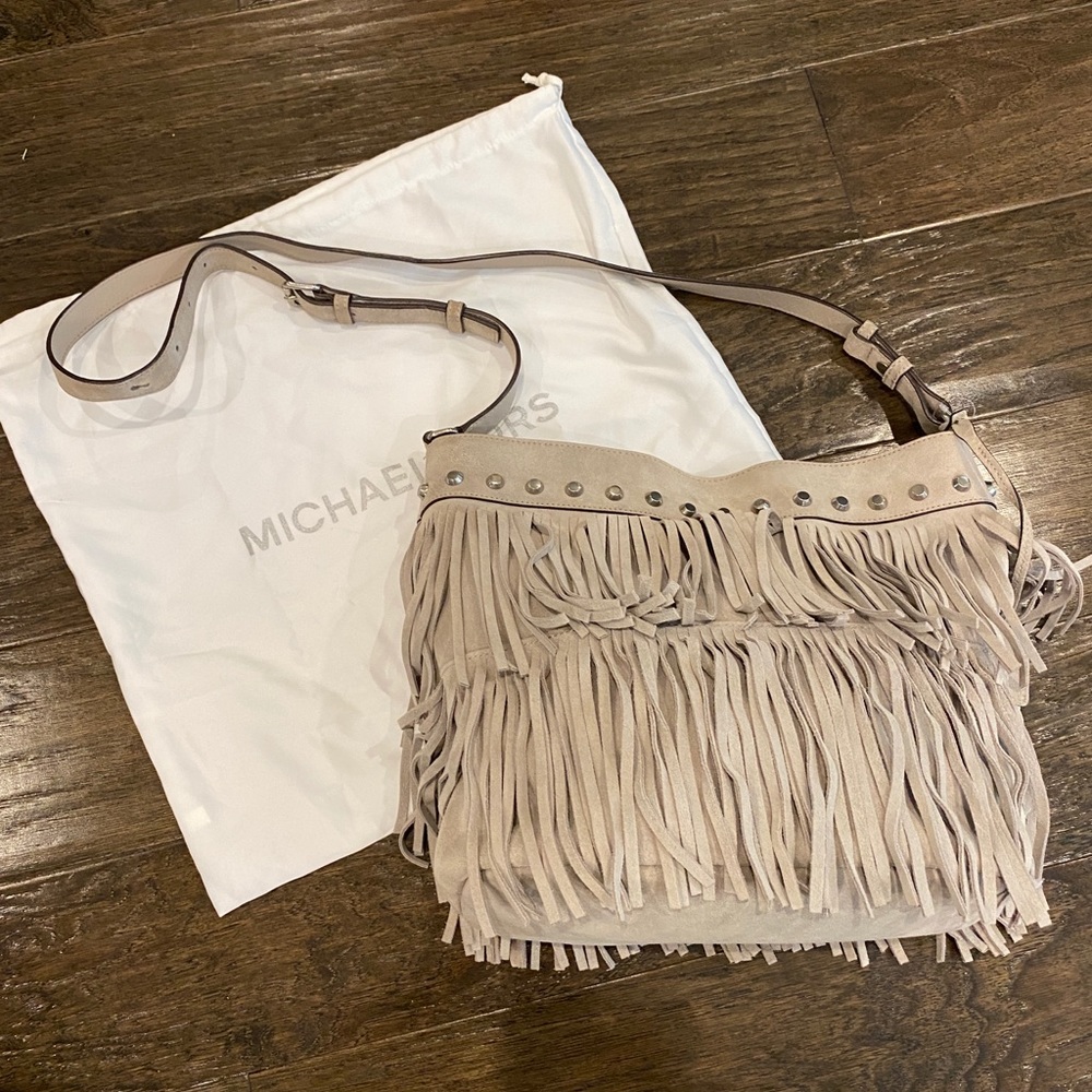 Michael Kors suede fringe bucket bag
